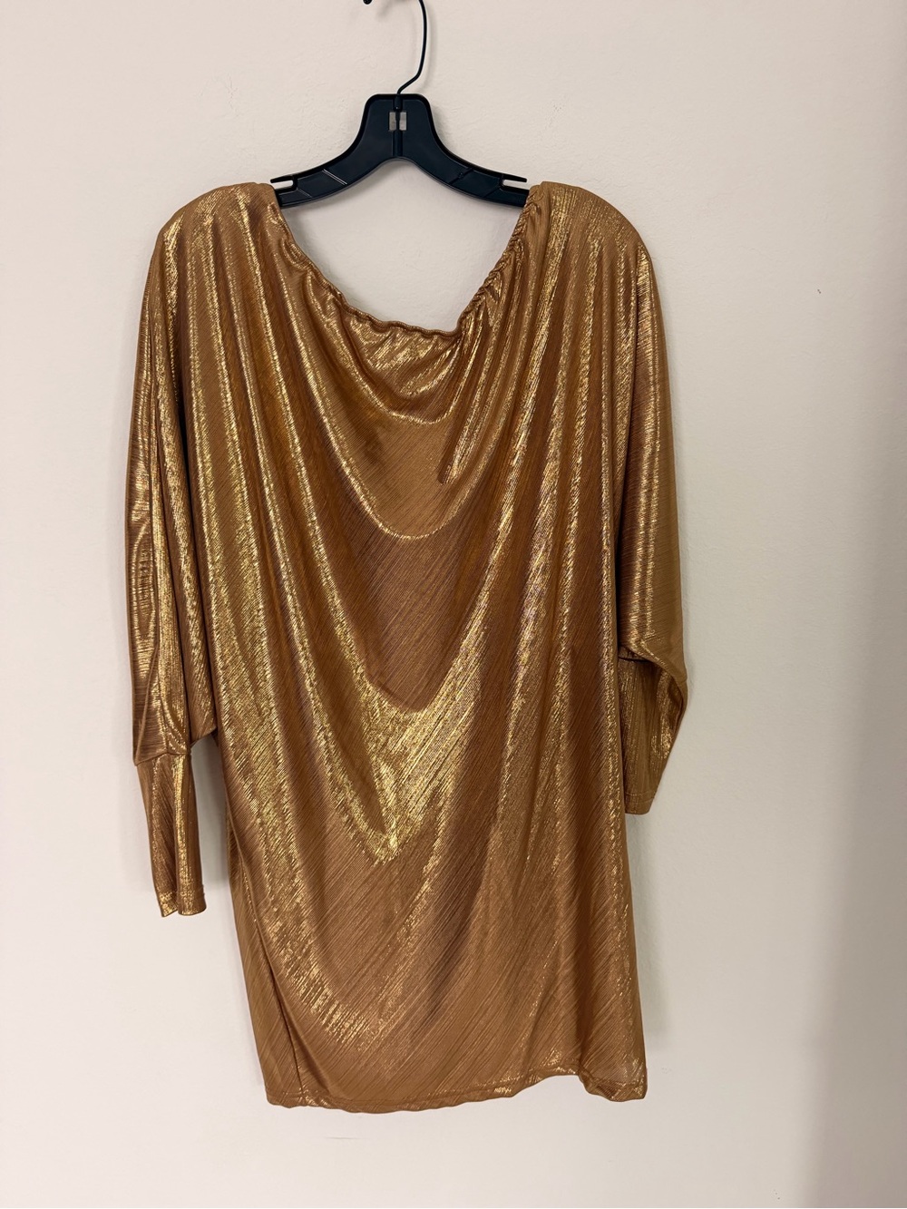 SHEIN Metallic Gold Off-Shoulder Mini Dress - Picture 8 of 9